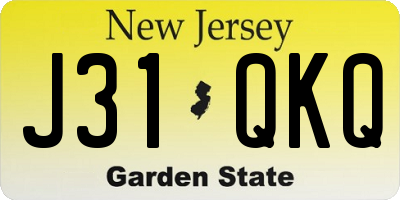 NJ license plate J31QKQ