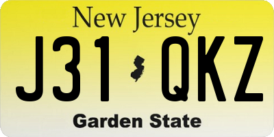 NJ license plate J31QKZ