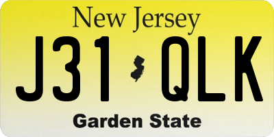 NJ license plate J31QLK