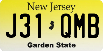 NJ license plate J31QMB