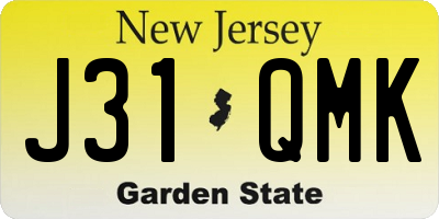 NJ license plate J31QMK