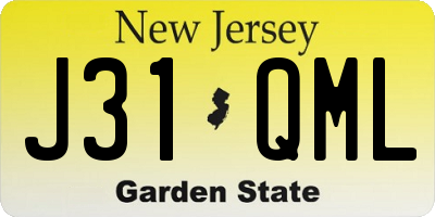 NJ license plate J31QML