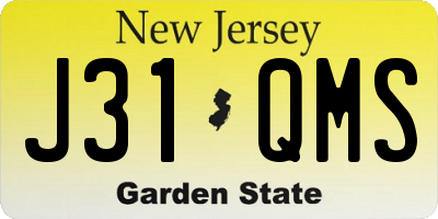 NJ license plate J31QMS