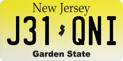 NJ license plate J31QNI