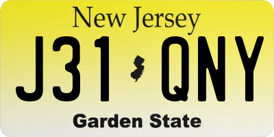 NJ license plate J31QNY