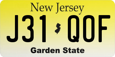 NJ license plate J31QOF