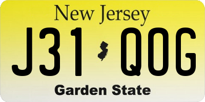 NJ license plate J31QOG