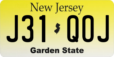 NJ license plate J31QOJ