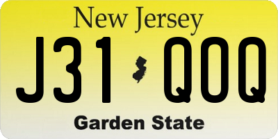 NJ license plate J31QOQ