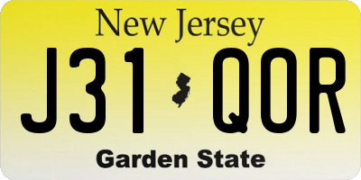 NJ license plate J31QOR