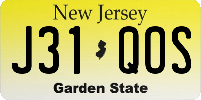 NJ license plate J31QOS