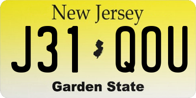 NJ license plate J31QOU