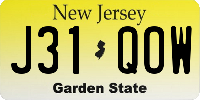 NJ license plate J31QOW