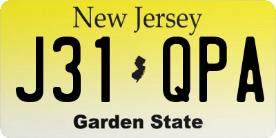 NJ license plate J31QPA
