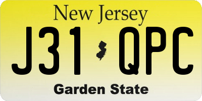 NJ license plate J31QPC