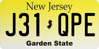 NJ license plate J31QPE