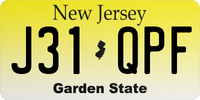 NJ license plate J31QPF
