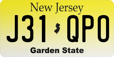 NJ license plate J31QPO