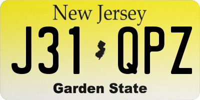 NJ license plate J31QPZ