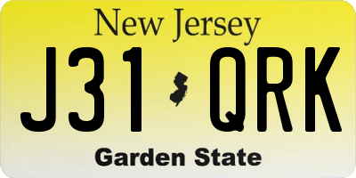 NJ license plate J31QRK