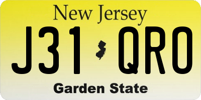 NJ license plate J31QRO