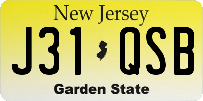 NJ license plate J31QSB