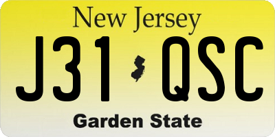 NJ license plate J31QSC