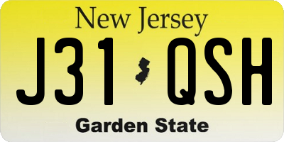 NJ license plate J31QSH
