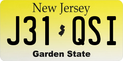 NJ license plate J31QSI