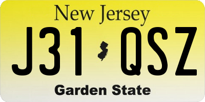 NJ license plate J31QSZ