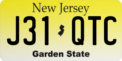 NJ license plate J31QTC