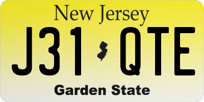 NJ license plate J31QTE