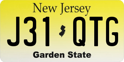 NJ license plate J31QTG
