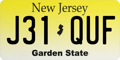 NJ license plate J31QUF