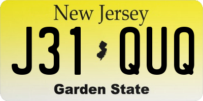 NJ license plate J31QUQ