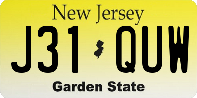 NJ license plate J31QUW