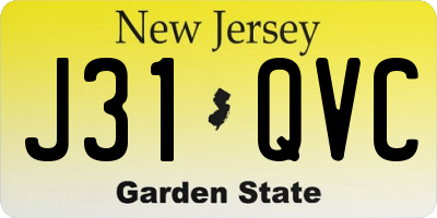 NJ license plate J31QVC