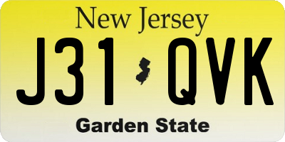 NJ license plate J31QVK