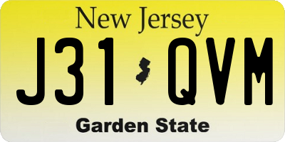 NJ license plate J31QVM