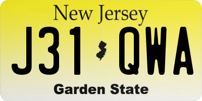 NJ license plate J31QWA