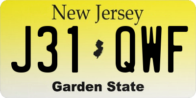 NJ license plate J31QWF