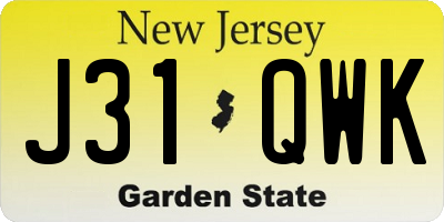 NJ license plate J31QWK