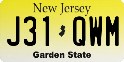 NJ license plate J31QWM