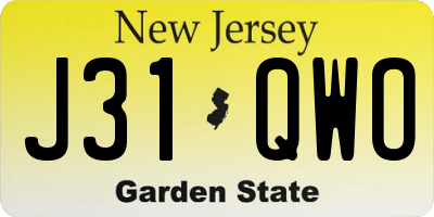 NJ license plate J31QWO