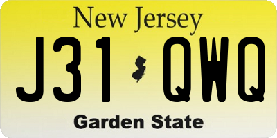 NJ license plate J31QWQ