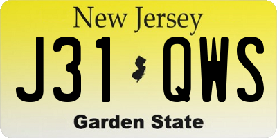 NJ license plate J31QWS