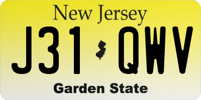 NJ license plate J31QWV