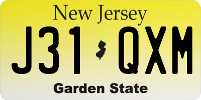 NJ license plate J31QXM