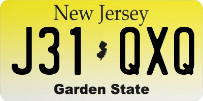 NJ license plate J31QXQ