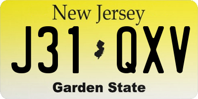 NJ license plate J31QXV